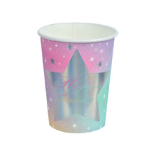 Load image into Gallery viewer, Starry Solid Color Iridescent Silver Birthday Celebration Paper Cups Birthday Party Supplies A total of 72