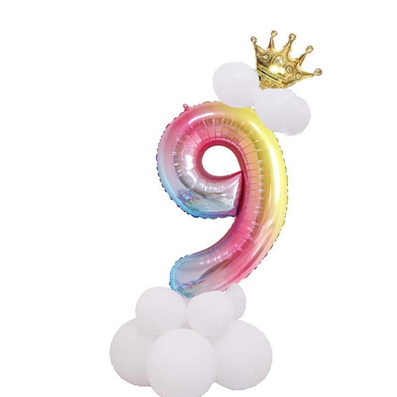 1 SET Rainbow Foil Number Balloons 0-9 Birthday Party Anniversary Decor Globo Kids figure Air Ball Supplies