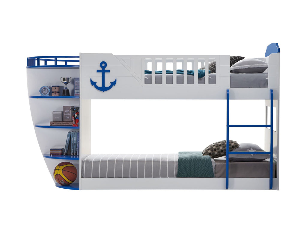ACME Neptune Twin/Twin Bunk Bed w/Storage Shelves in Sky Blue Finish