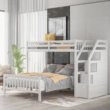 Twin over Full Loft Bed with Staircase,White