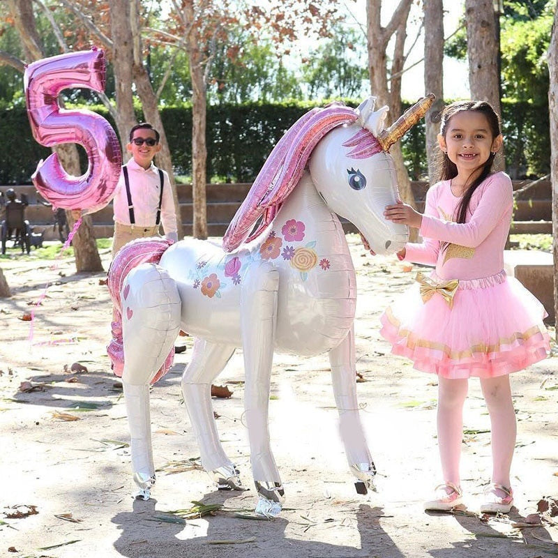 106*116CM Tall Unicorn Baby Shower Party Decorations 3D Animal Foil Balloons