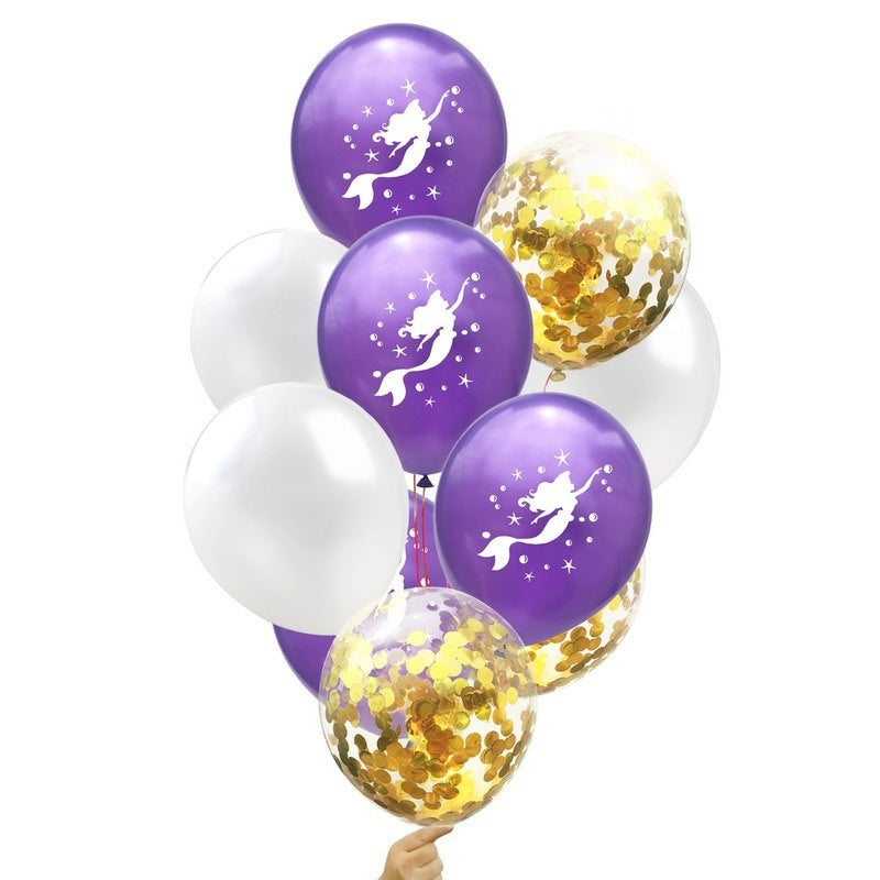 10pcs Mermaid Birthday Latex Balloon Mermaid Balloon Number Age Balloon Ready Stock