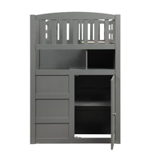 Load image into Gallery viewer, Twin over Full/Twin Bunk Bed, Convertible Bottom Bed, Storage Shelves and Drawers, Gray