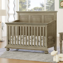 Load image into Gallery viewer, Traditional Farmhouse Style 4-in-1 Full Size Convertible Crib - Converts to Toddler Bed, Daybed and Full-Size Bed, Stone Gray