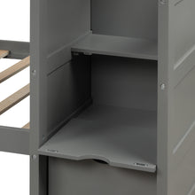 Load image into Gallery viewer, Twin over Full/Twin Bunk Bed, Convertible Bottom Bed, Storage Shelves and Drawers, Gray