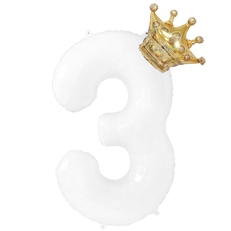 32inch Gold Crown Number Foil Balloon