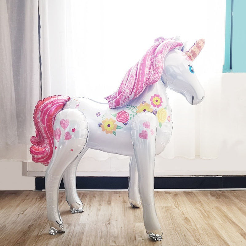 106*116CM Tall Unicorn Baby Shower Party Decorations 3D Animal Foil Balloons