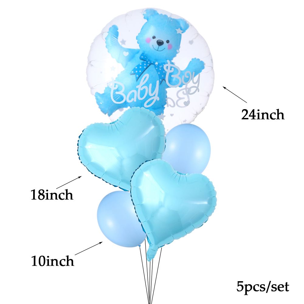 4D Transparent Baby Boy Girl Blue Pink Bubble Balloon Bear Foil Balloons Kids Birthday Gender Reveal Baby Shower Decorations