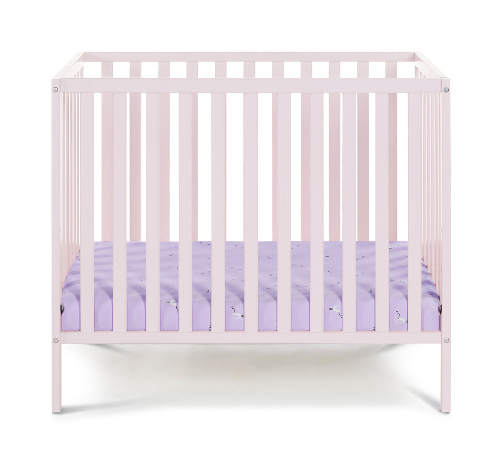 Palmer 3-in-1 Convertible Mini Crib Pastel Pink w/ Mattress Pad