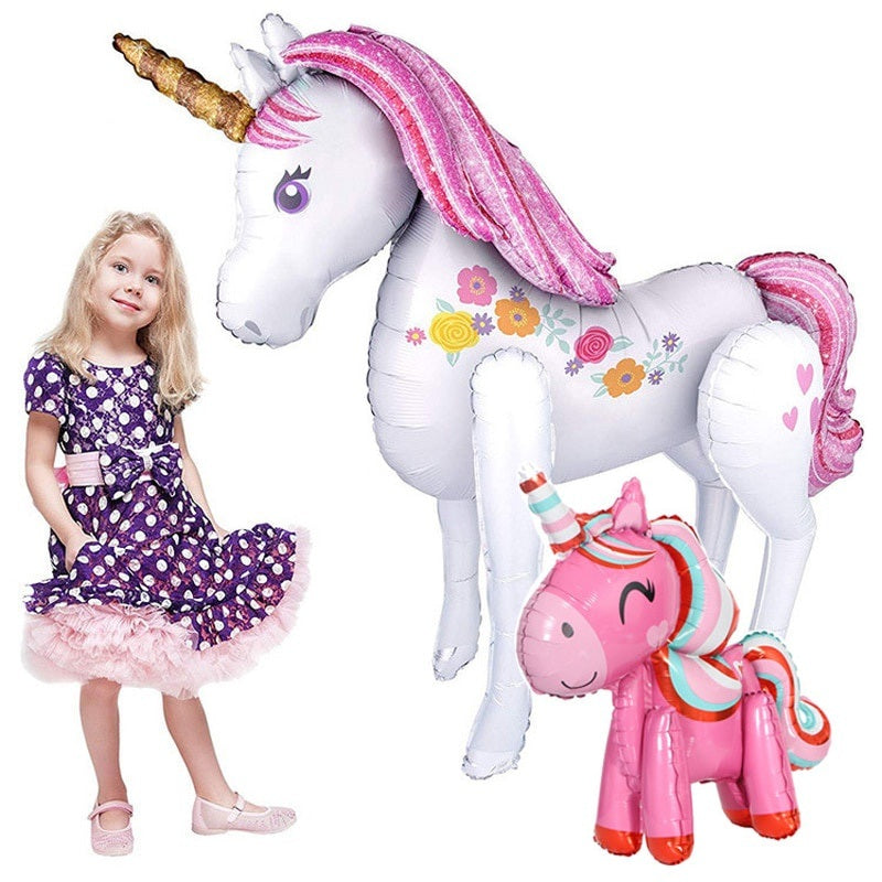 106*116CM Tall Unicorn Baby Shower Party Decorations 3D Animal Foil Balloons