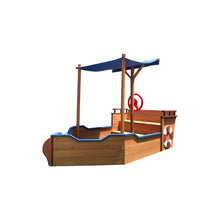 Load image into Gallery viewer, Outsunny Pirate Ship Sandbox with Cover and Rudder