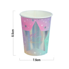 Load image into Gallery viewer, Starry Solid Color Iridescent Silver Birthday Celebration Paper Cups Birthday Party Supplies A total of 72