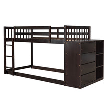 Load image into Gallery viewer, Twin over Twin Bunk Bed with 4 Drawers and 3 Shelves-Espresso