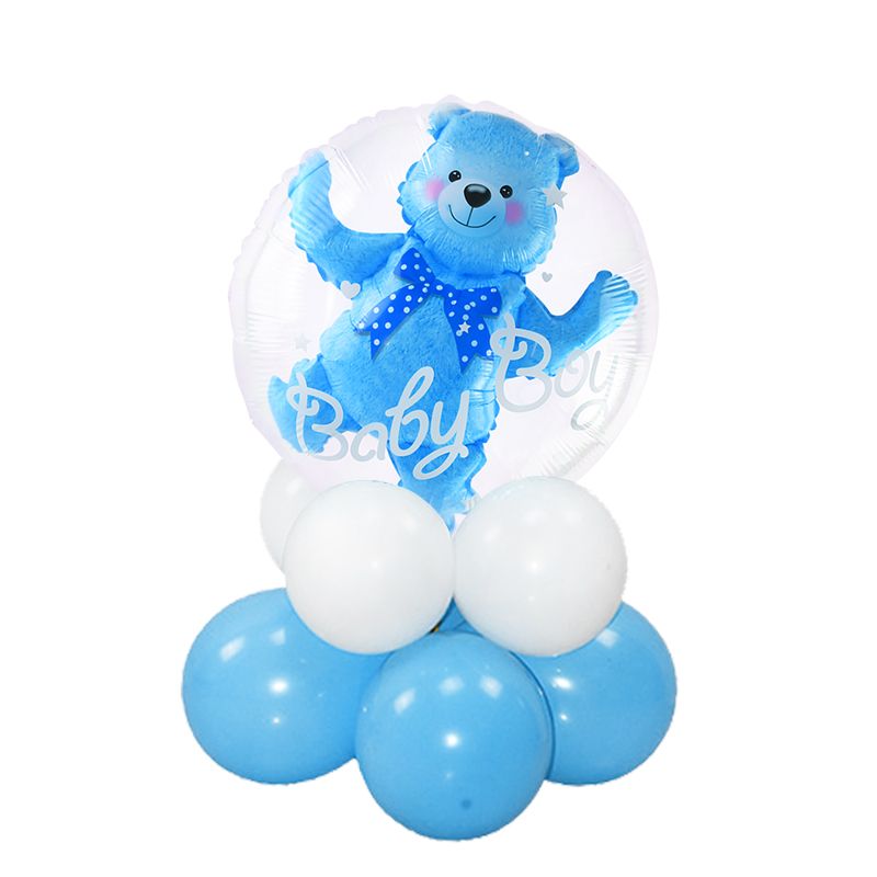 4D Transparent Baby Shower Boy Girl Bear Bubble Ball Kids 1st Birthday Party Blue Pink Helium Balloon Gender Reveal Decoration