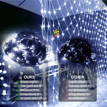 Load image into Gallery viewer, 9.8*6.5FT Christmas Mesh Net Light,360 LED Net Light with 8 Modes&amp;Remote,Connectable Net String Christmas Lights for Garden/Bushes/Indoor Outdoor/Curtain/Fairy/Wall/Party/Wedding/Xmas Tree Decorations