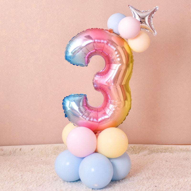 1 SET Rainbow Foil Number Balloons 0-9 Birthday Party Anniversary Decor Globo Kids figure Air Ball Supplies