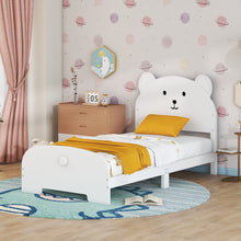 Load image into Gallery viewer, Twin Size Wood Platform Bed with Bear-shaped Headboard and Footboard,White