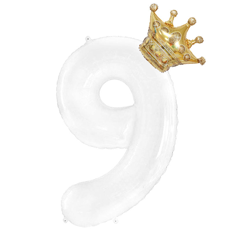 32inch Gold Crown Number Foil Balloon