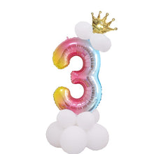 Load image into Gallery viewer, 1 SET Rainbow Foil Number Balloons 0-9 Birthday Party Anniversary Decor Globo Kids figure Air Ball Supplies