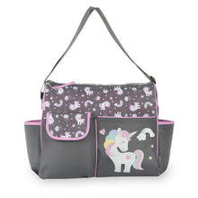 Load image into Gallery viewer, Baby Boom Happy Unicorn Duffle Diaper Bag - Gray Print