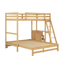 Load image into Gallery viewer, Twin over Full Bunk Bed with Built-in Desk and Three Drawers, Natural