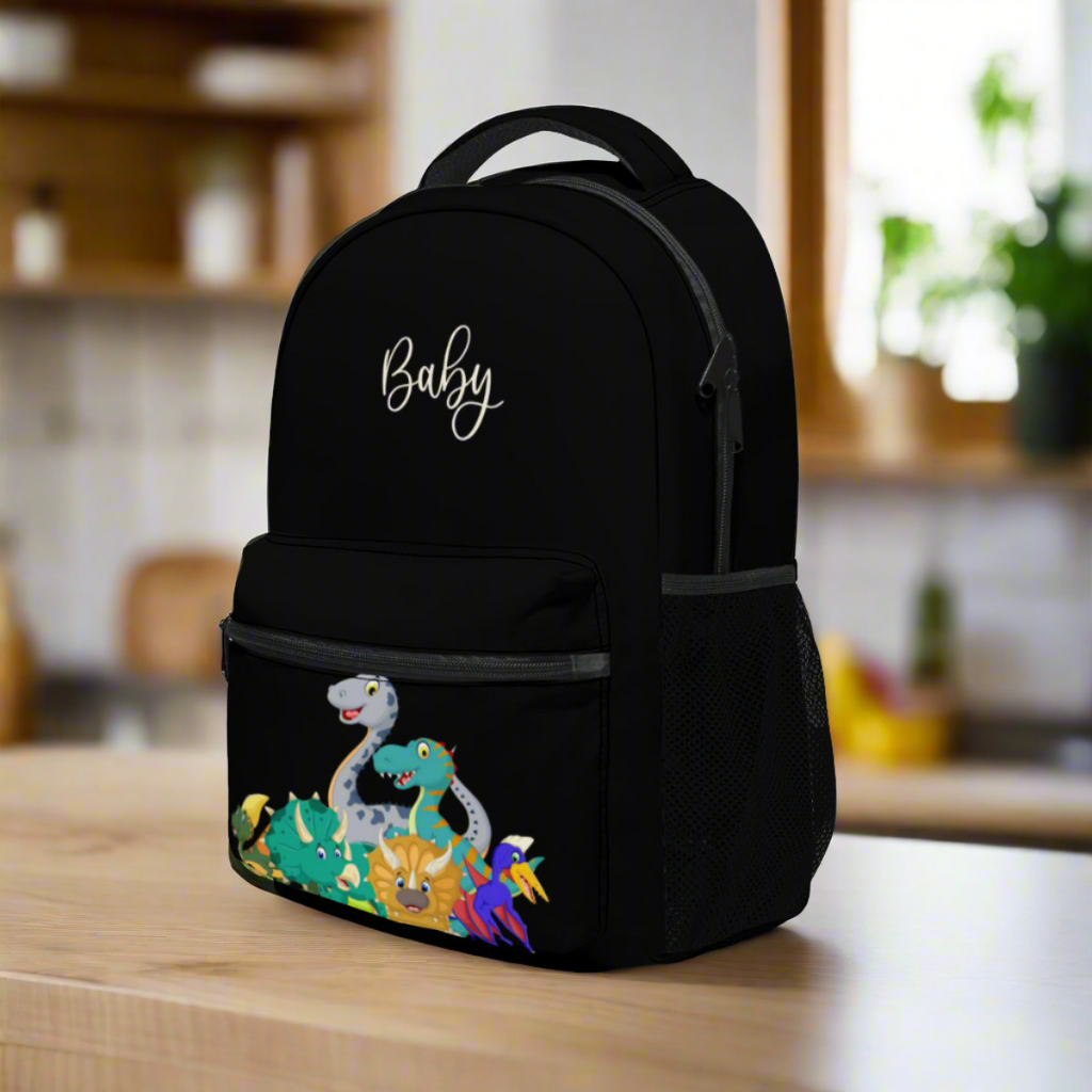 Personalized School Backpack Bag Insulated Lunch Tote Bag Pencil Bag Pouch Set of 3 for School With Cute Dinosaurs