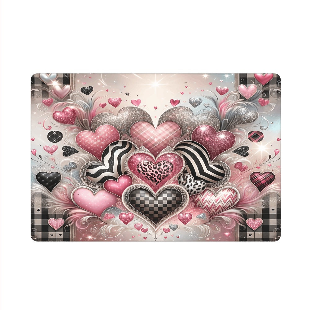 Hearts 5 Thin rectangular floor mat