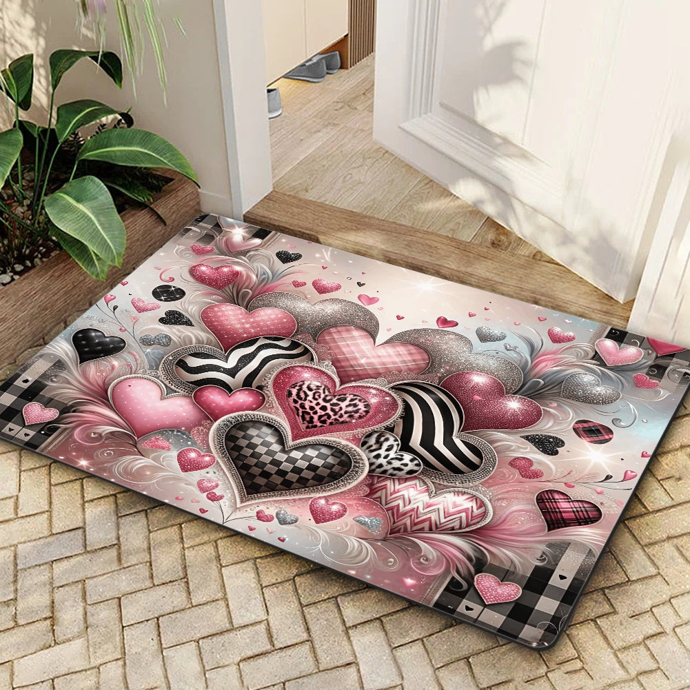 Hearts 5 Thin rectangular floor mat