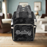 Designer Diaper Bags - Backpack Baby Bag Black And Gray Camouflage Boys Multi-Function Backpack