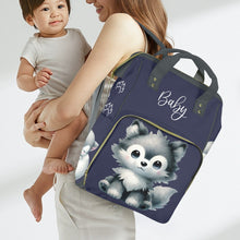 Load image into Gallery viewer, Malakai Wolf Paw Prints Custom Diaper Bag