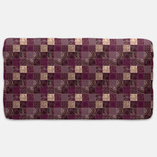 Load image into Gallery viewer, Designer Jersey Fitted Crib Sheet - Purple and Tan Quilt-Like Plaid