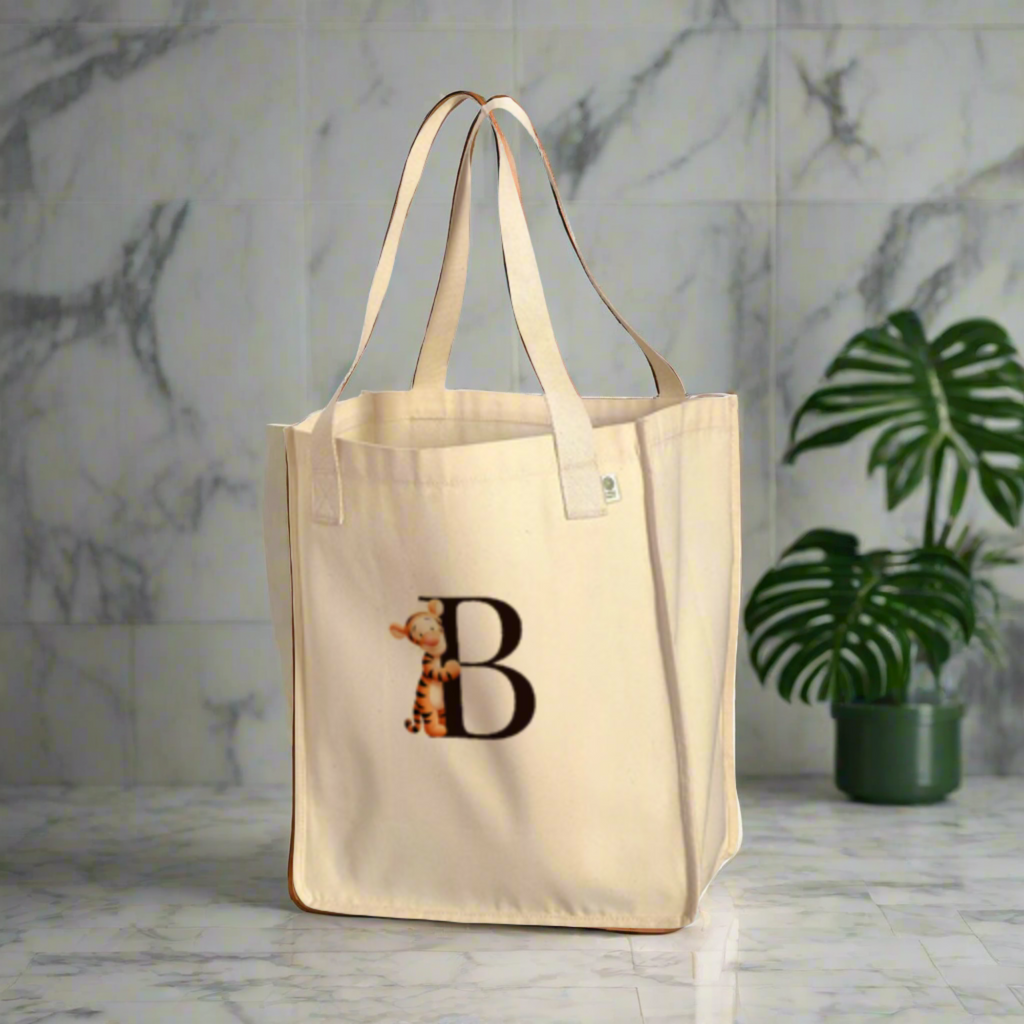 Tigger Monogram Tote Personalized Canvas Tote Bag Eco Friendly Pure Organic Cotton