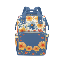 Load image into Gallery viewer, Diaper Bag Backpack - Watercolor Floral Smileys Girls Personalized Diaper Backpack