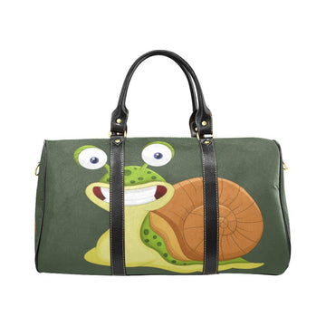Custom Diaper Tote Bag | Adorable Cartoon Snail On Dark Green - Diaper Travel Tote Bag