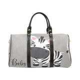 Custom Diaper Tote Bag | Adorable Cartoon Zebra On Gray With Personalized Heart Name - Diaper Travel Bag