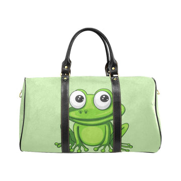 Custom Diaper Tote Bag - Super Cute Cartoon Frog On Soft Green - Diaper Travel Bag