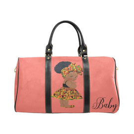 Custom Diaper Tote Bag - Ethnic Super Cute African American Baby Girl - Coral Travel Tote Baby Bag