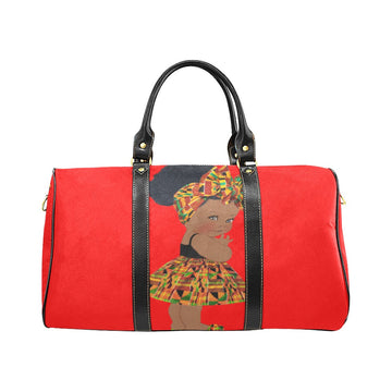 Custom Diaper Tote Bag - Ethnic Super Cute African American Baby Girl - Bright Red Travel Tote Baby Bag