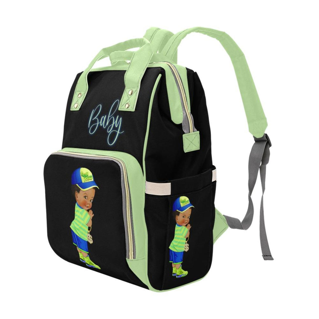 Diaper Bag Backpack - Super Cute African American Baby Boy Fresh Prince - Bling - Waterproof