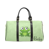 Custom Diaper Tote Bag - Super Cute Cartoon Frog On Soft Green - Diaper Travel Bag