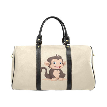 Custom Diaper Tote Bag | Adorable Cartoon Monkey On Tan - Diaper Travel Bag