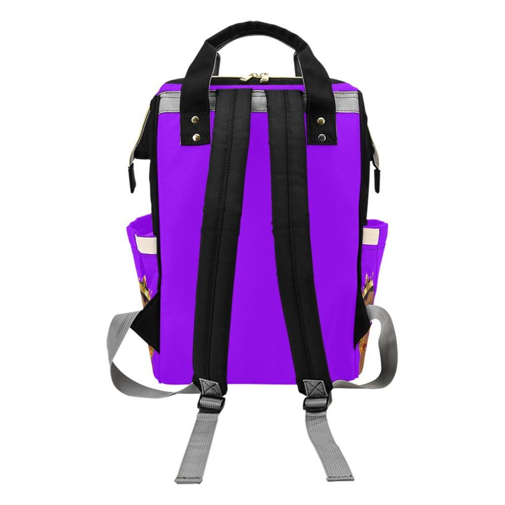 Designer Diaper Bag - Ethnic King African American Baby Boy - Royal Purple Multi-Function Backpack