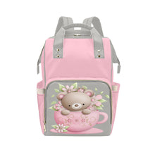 Load image into Gallery viewer, Designer Baby Bag With Cuddly Pink Teddy Bear In Tea Cup - Waterproof Multifunction Backpack Bag