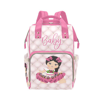 Designer Diaper Bags - Latina American Baby Girl - Pink Accents - Waterproof Multi-Function Backpack