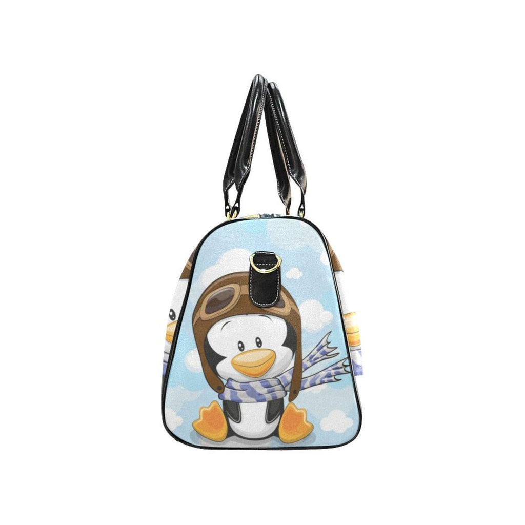 Custom Diaper Tote Bag | Super Cute Cartoon Penguin Pilot In Clouds With Personalized Heart Name - Diaper Travel Bag