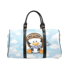 Load image into Gallery viewer, Custom Diaper Tote Bag | Super Cute Cartoon Penguin Pilot In Clouds With Personalized Heart Name - Diaper Travel Bag