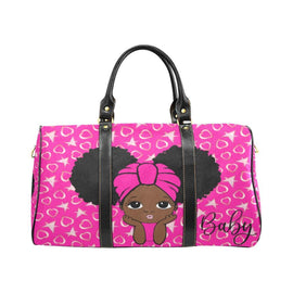 Custom Diaper Tote Bag | Adorable African American Baby Girl Natural Pigtails And Head Wrap Pink