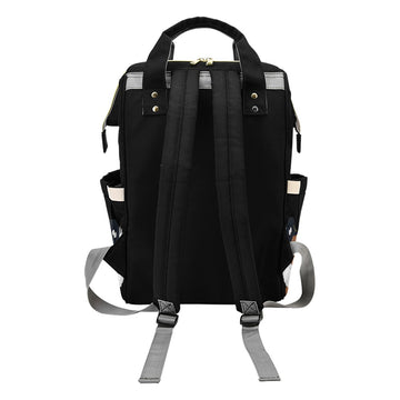 Designer Diaper Bag - African American Baby Girl Angel - Black Multi-Function Backpack Baby Bag