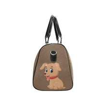 Load image into Gallery viewer, Custom Diaper Tote Bag | Adorable Cartoon Puppy Dog With Personalized Heart Name - Brown Diaper Travel Bag
