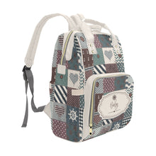Load image into Gallery viewer, Personalized Patchwork Nautical Style with Label and Name Multi-Function Backpack